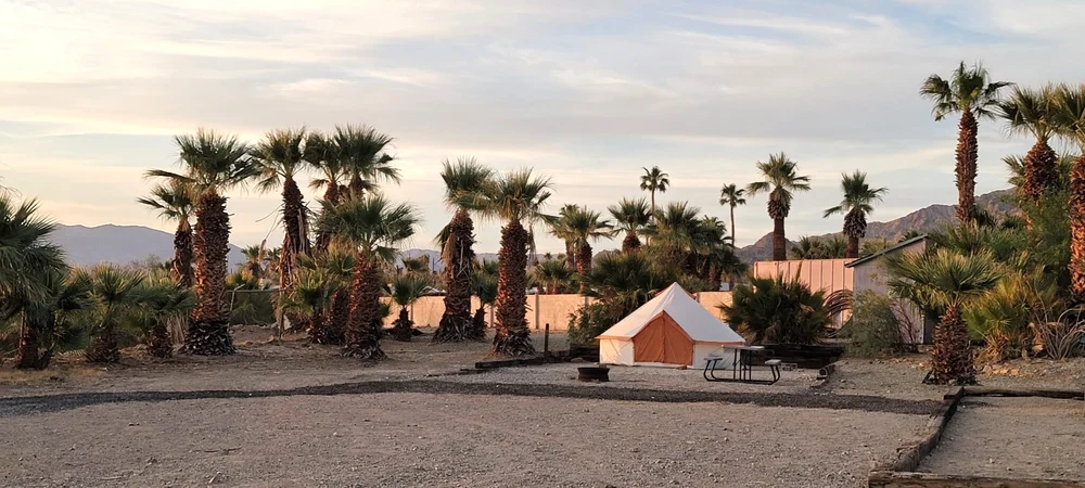 A tent site at Palm Springs RV Park