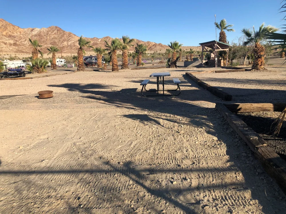 A tent site at Palm Springs RV Park